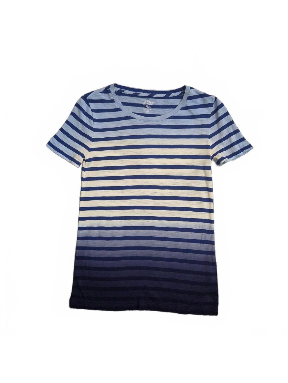 J. Crew Knit Goods Women's Striped Gradient Blue T-Shirt XXS